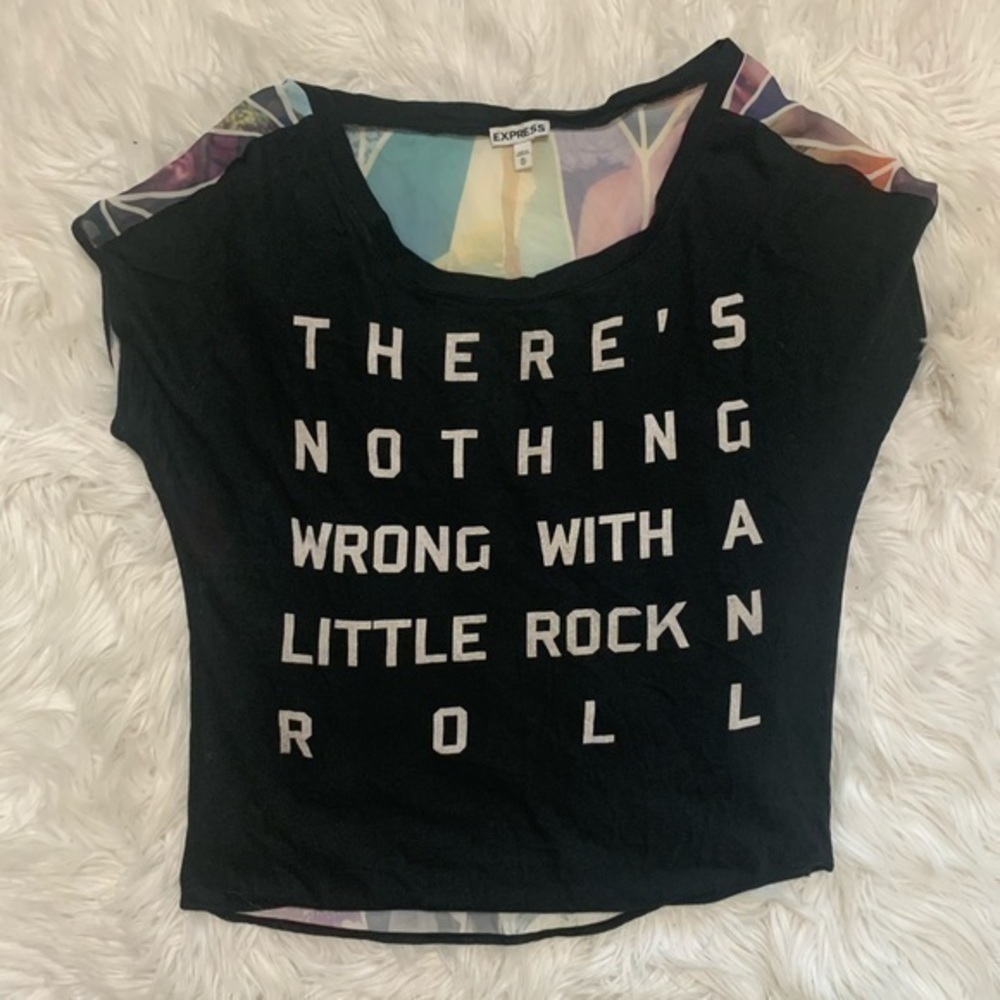 Express Black Rock & Roll Theme T-Shirt XS